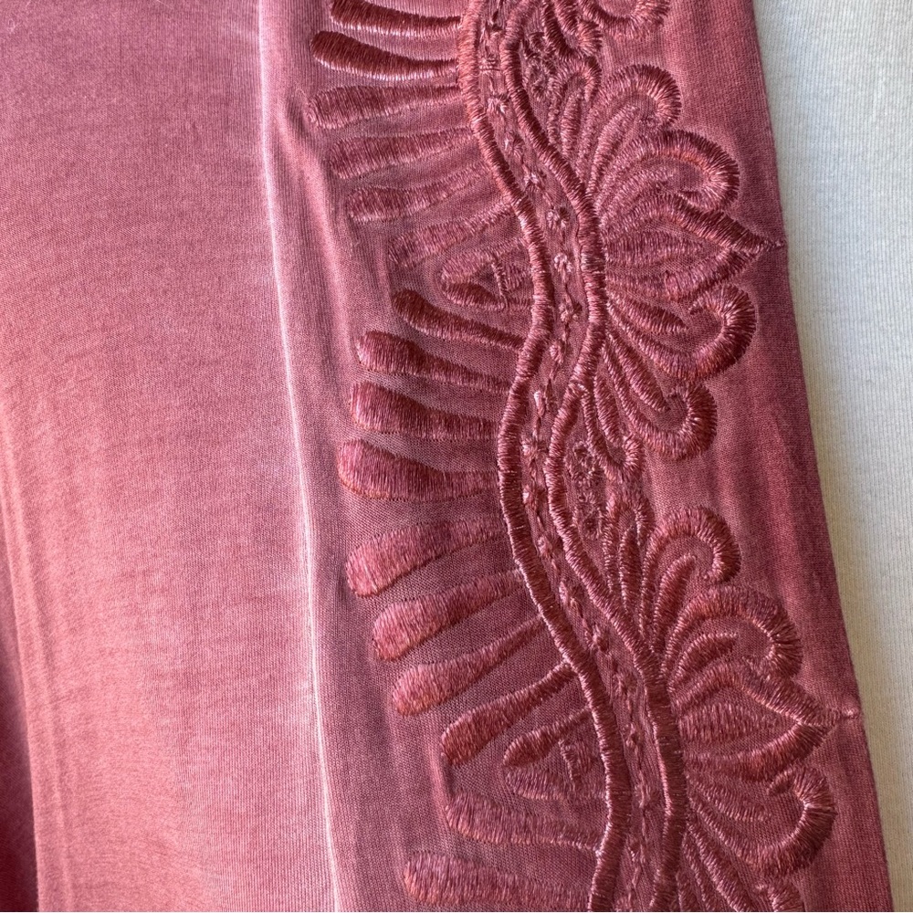 POL Embroidered Lace Duster Cardigan Medium Mauve Pink Short Sleeve VGUC Boho - Picture 8 of 15